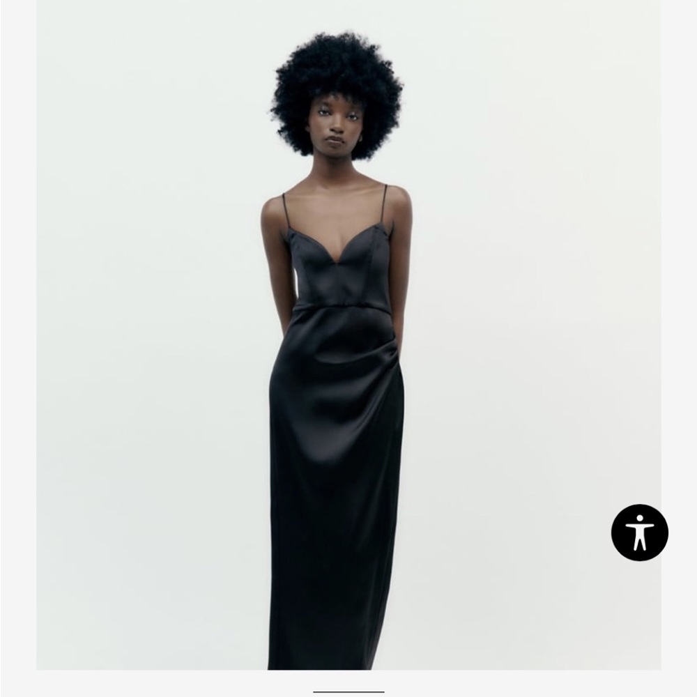 Zara Satin Effect Midi Dress